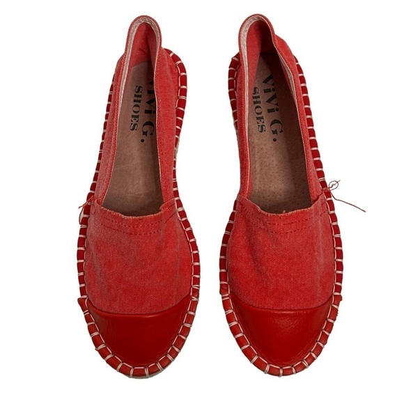 Vivi G. Shoes Red Canvas Espadrille Flats - Picture 3 of 14